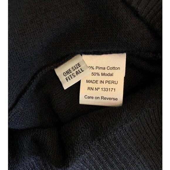 PLANET by Lauren G Black Pima Cotton Notch Collar One-Button Cardigan One Size - Picture 5 of 8